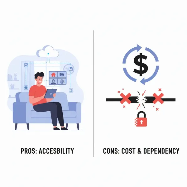 Advantages and disadvantages of cloud storage for security cameras contrasted