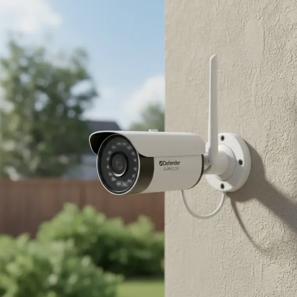 defender guard 2k wifi security camera outdoor view with antenna