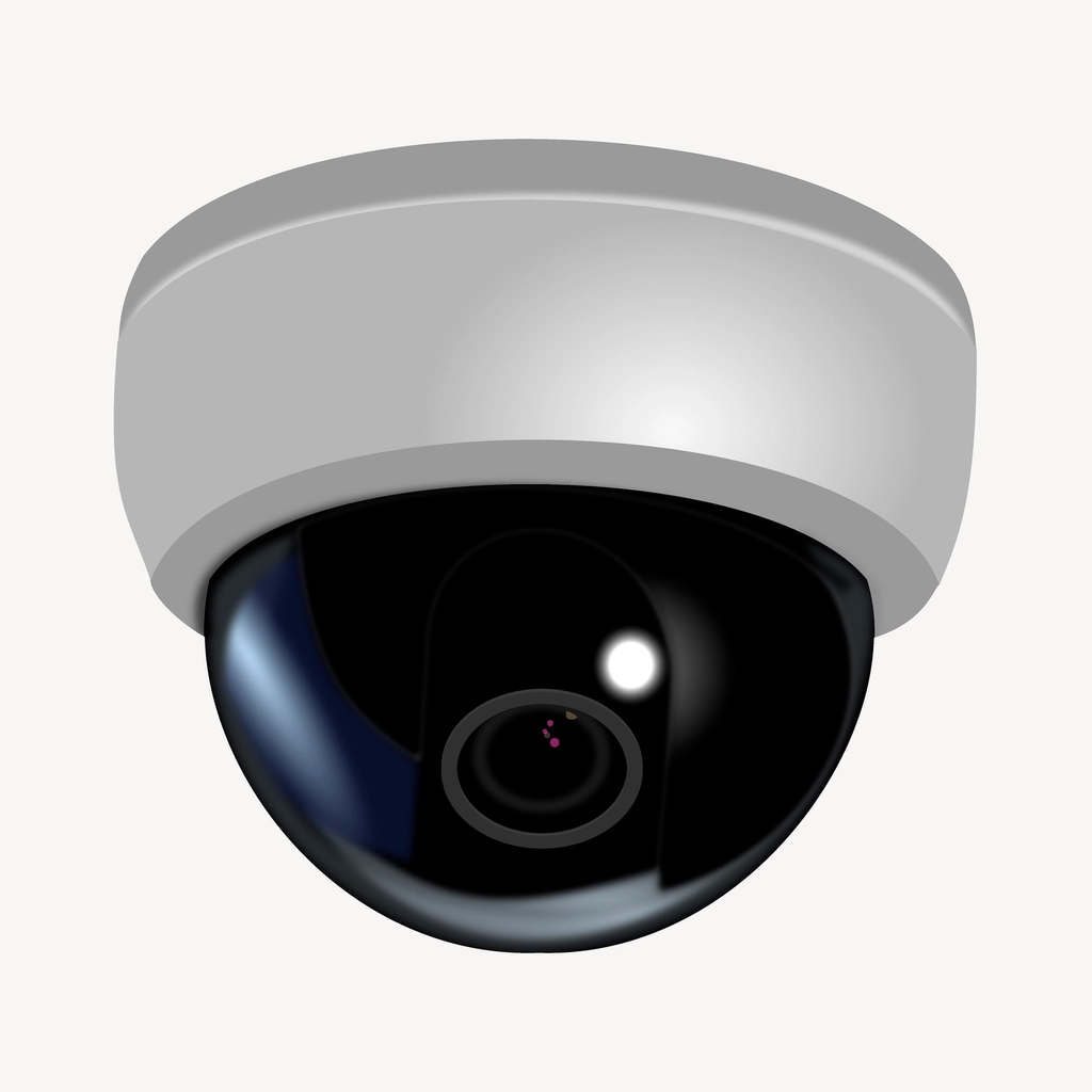 Home security camera on a wall